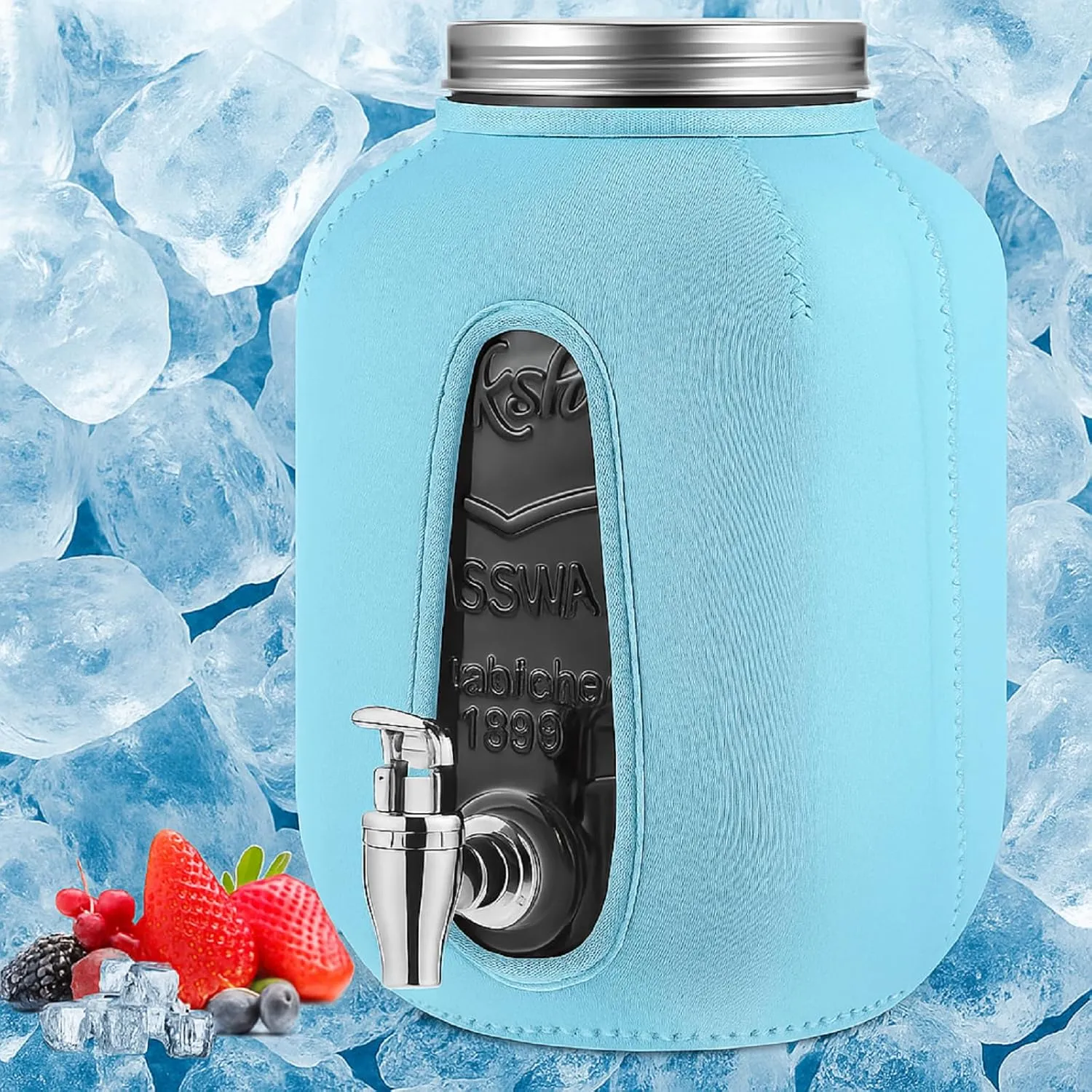 1 Gallon Glass Drink Dispensers Water Jug Cover Insulated Neoprene, Glass Beverage Dispenser Cover Water Bottle Sleeve for Blocks UV Rays for 1 Gallon Drink Dispenser