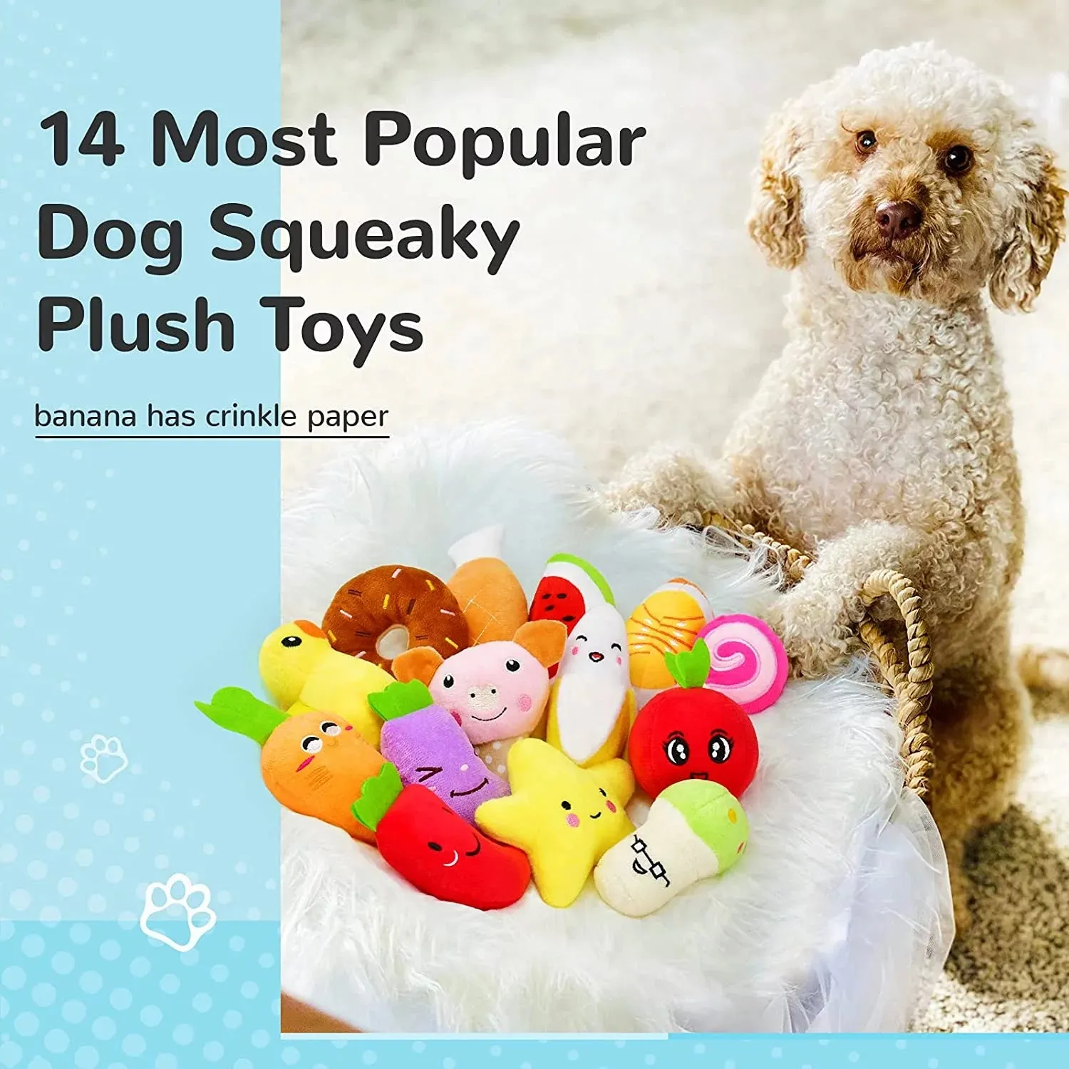 14 Pack Dog Squeaky Toys
