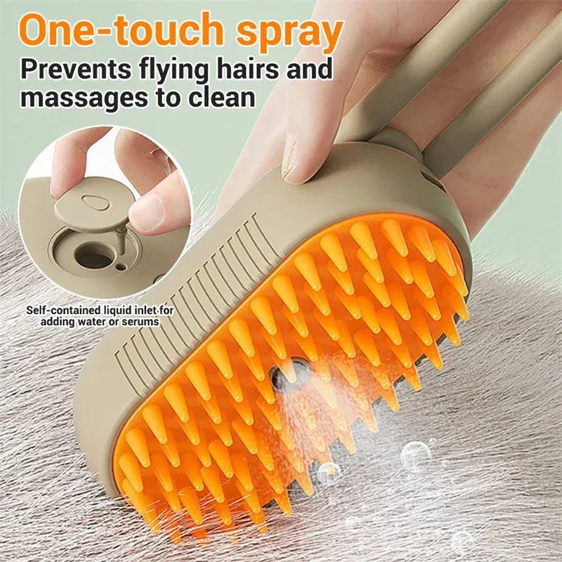 3-in-1 Electric Pet Grooming Brush – Steam Spray Hair Remover for Cats & Dogs