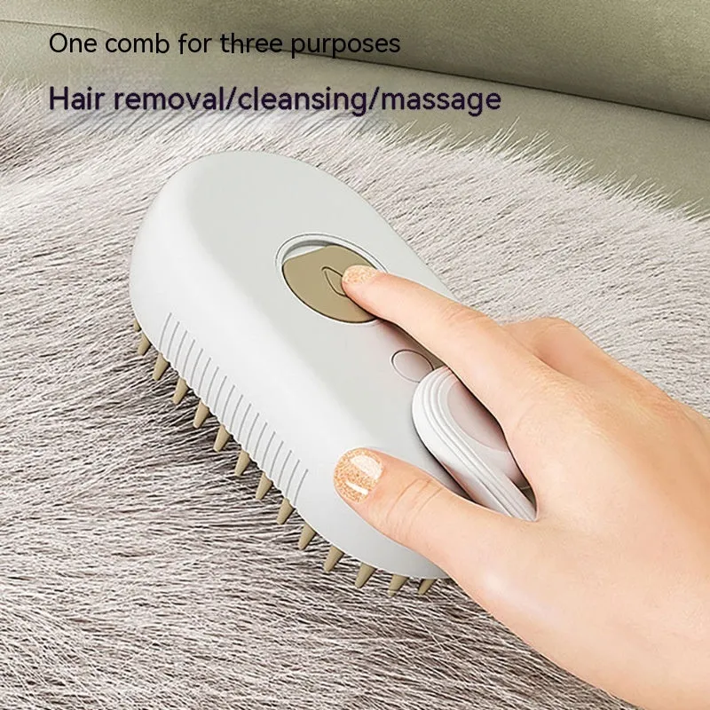 3-in-1 Electric Pet Grooming Brush – Steam Spray Hair Remover for Cats & Dogs