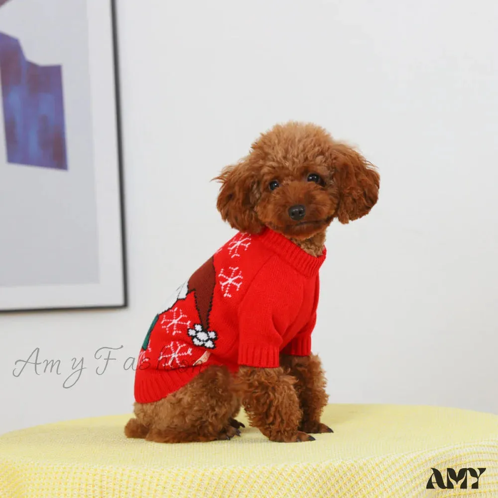 Amy Fashion - High Neck Cat Dog Knitted Casual Sweater