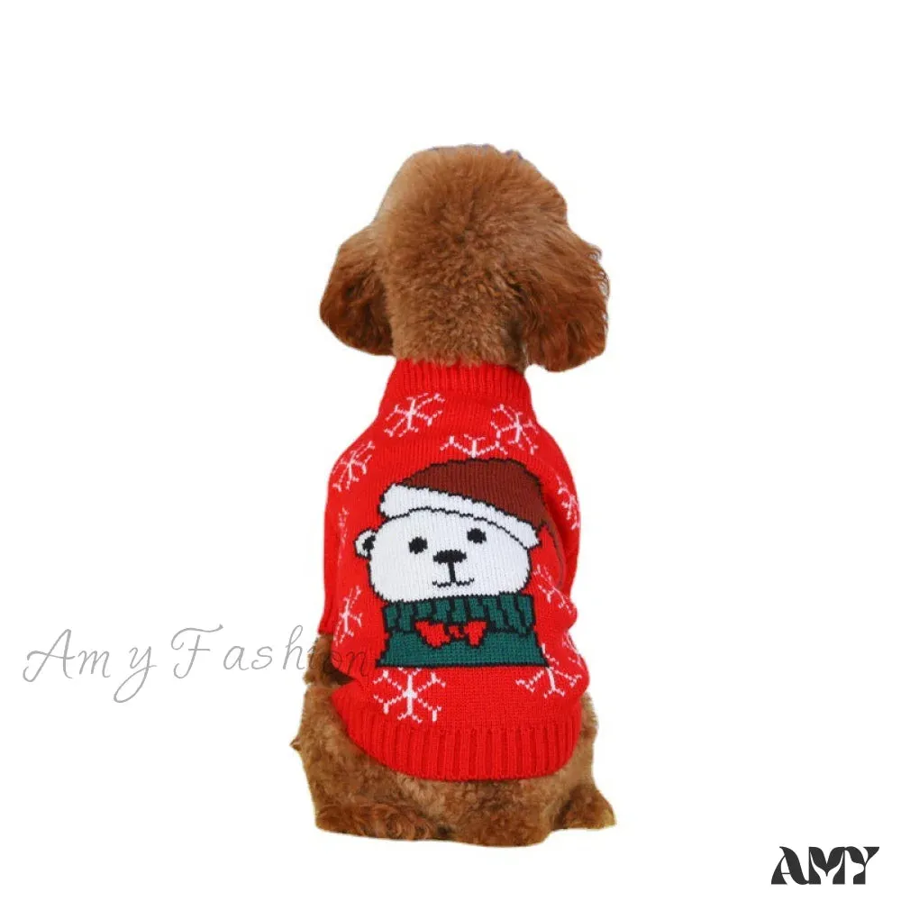 Amy Fashion - High Neck Cat Dog Knitted Casual Sweater
