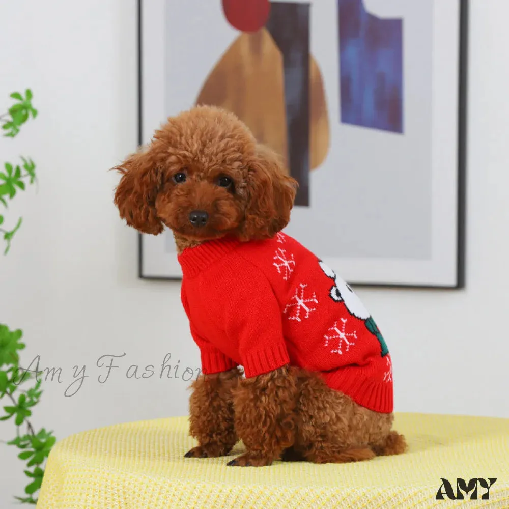 Amy Fashion - High Neck Cat Dog Knitted Casual Sweater