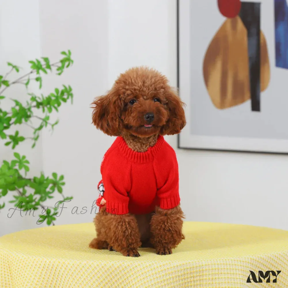 Amy Fashion - High Neck Cat Dog Knitted Casual Sweater