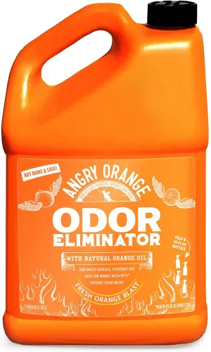 Angry Orange Pet Odor Eliminator for Dog and Cat Urine, Carpet Stains, and Strong Smells  Citrus Cleaner with Natural Orange Oil  1 Gallon