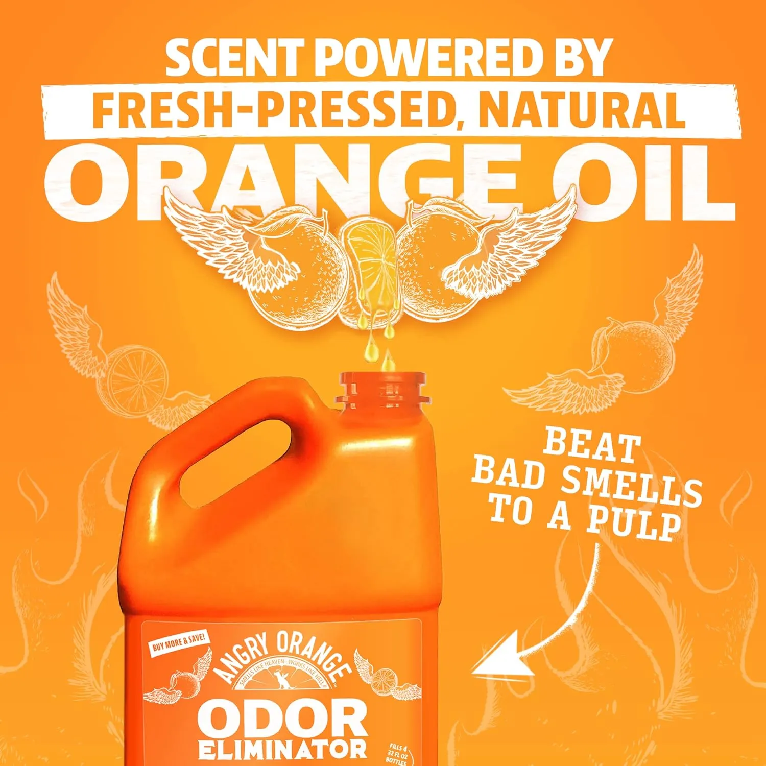 Angry Orange Pet Odor Eliminator for Dog and Cat Urine, Carpet Stains, and Strong Smells  Citrus Cleaner with Natural Orange Oil  1 Gallon