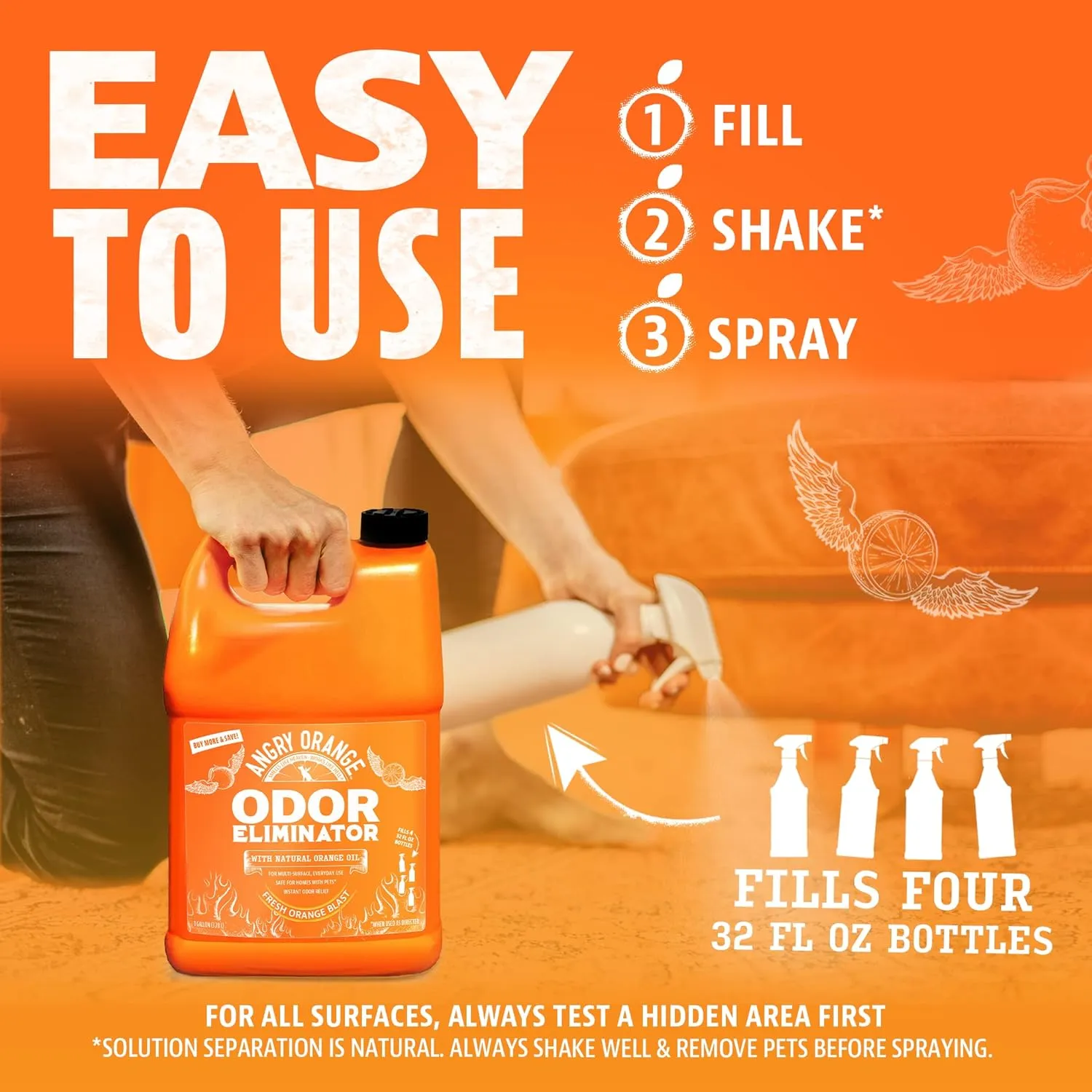 Angry Orange Pet Odor Eliminator for Dog and Cat Urine, Carpet Stains, and Strong Smells  Citrus Cleaner with Natural Orange Oil  1 Gallon