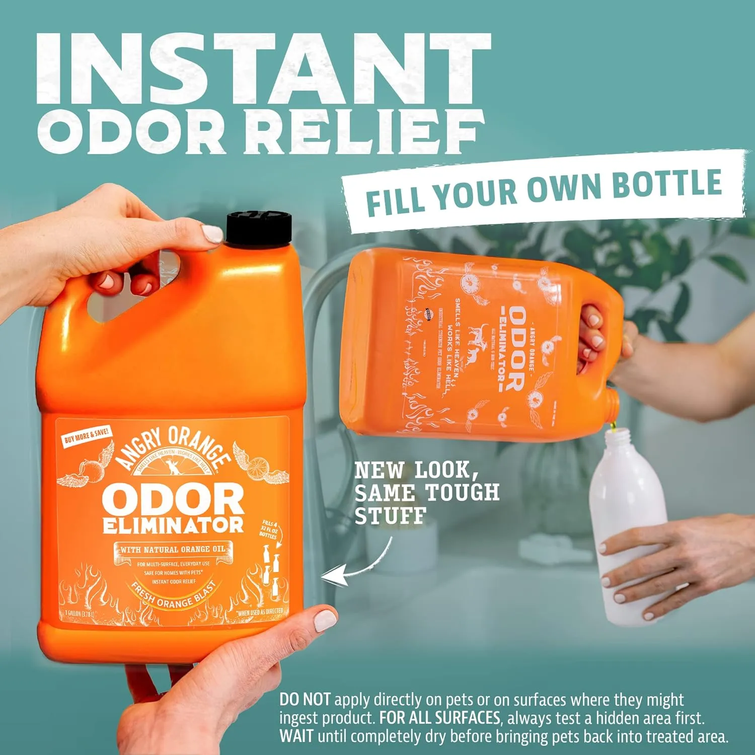 Angry Orange Pet Odor Eliminator for Dog and Cat Urine, Carpet Stains, and Strong Smells  Citrus Cleaner with Natural Orange Oil  1 Gallon