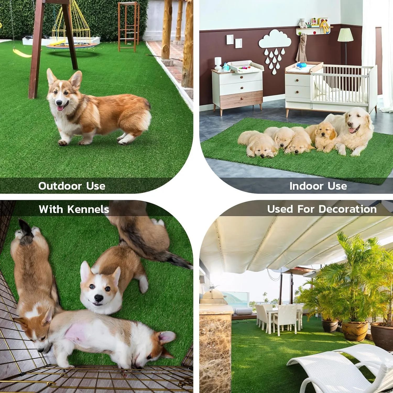 Artificial Pee Grass Pad for Dogs, Fake Grass Replacement Pads for Dog Potty Tray Training Pet Turf, Indoor and Outdoor Mat- 2 Packs (14" x 18")