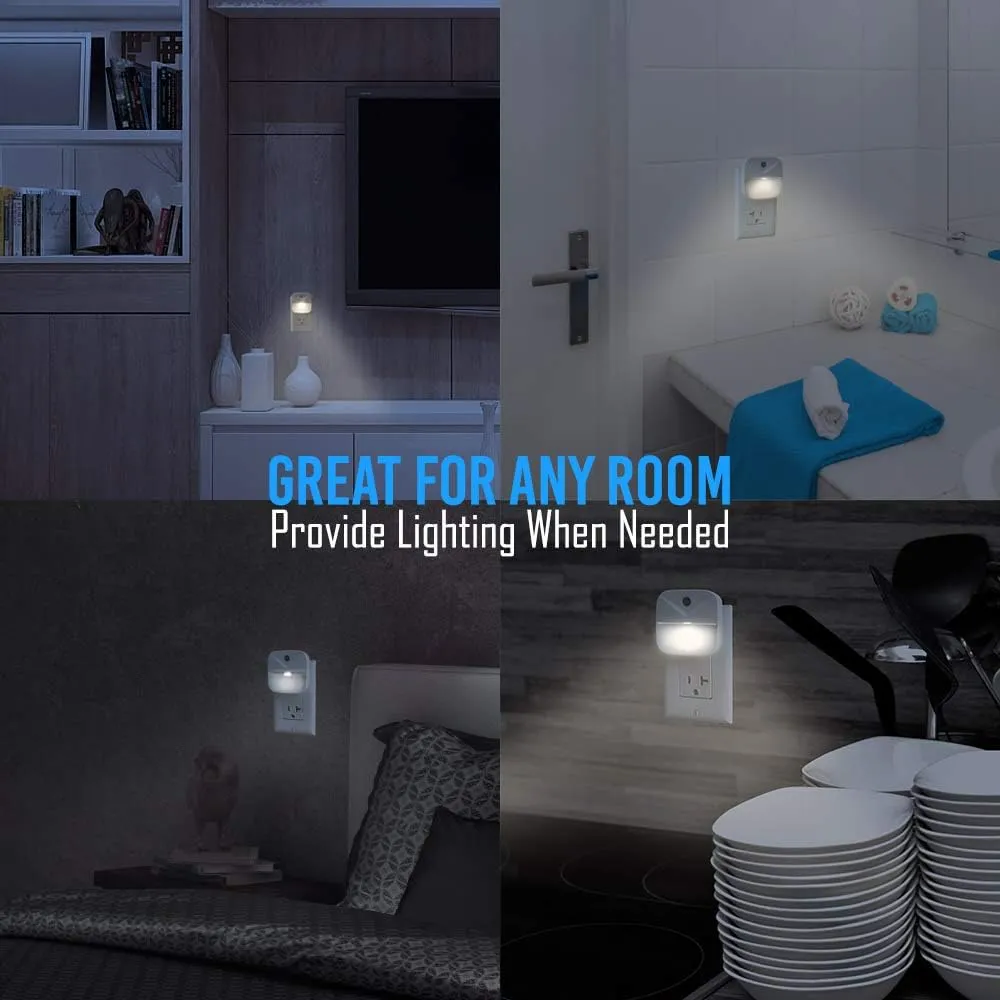 Aultra Night Light LED Night Lights Plug Into Wall - Super Smart Dusk to Dawn Sensor Activated, Automated On & Off, Used for Kitchen, Bathroom, Home Improvement, Bedroom  4 Pack