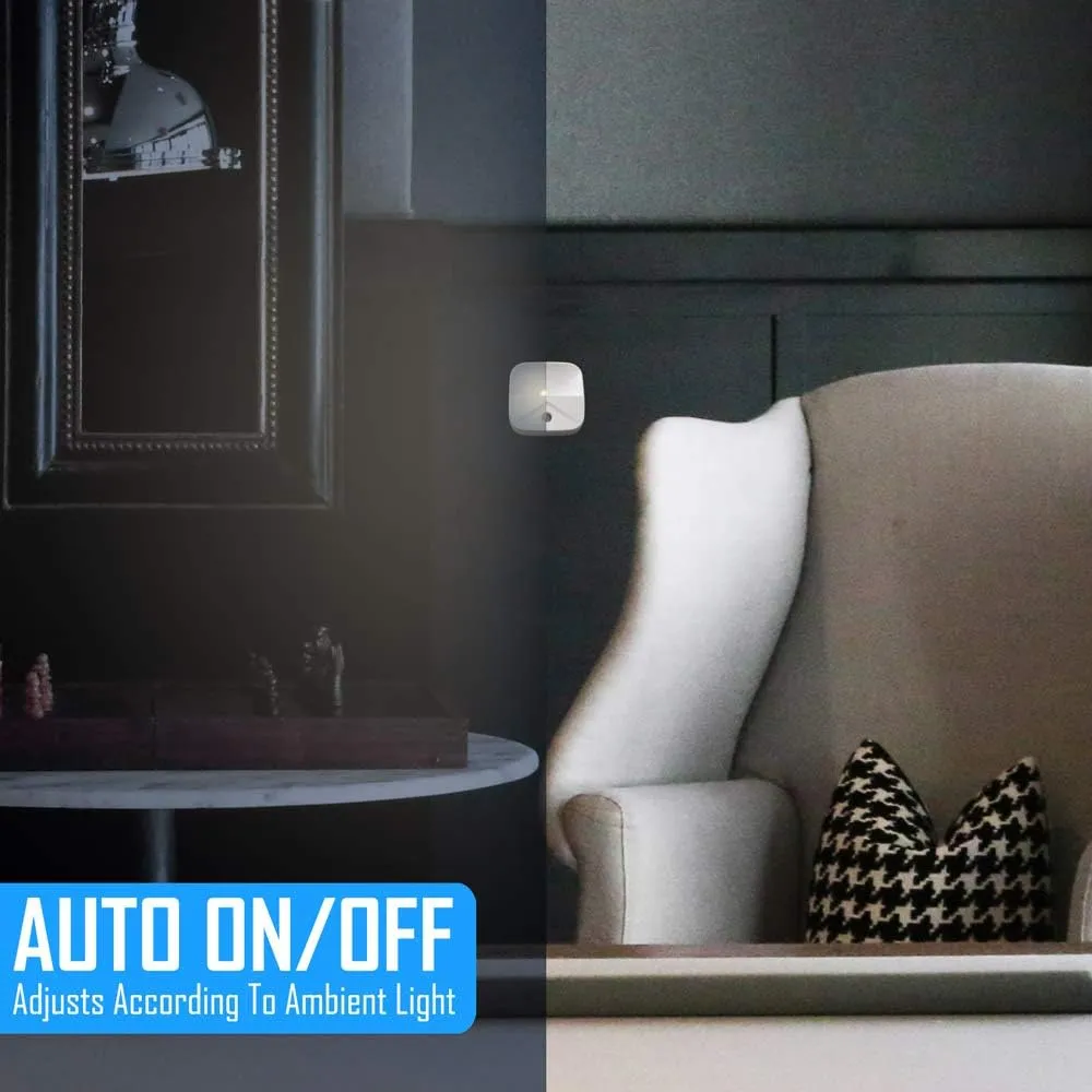 Aultra Night Light LED Night Lights Plug Into Wall - Super Smart Dusk to Dawn Sensor Activated, Automated On & Off, Used for Kitchen, Bathroom, Home Improvement, Bedroom  4 Pack