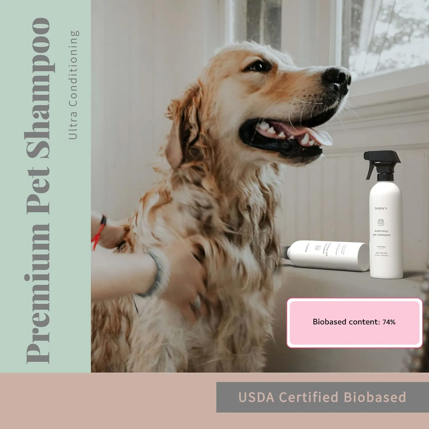 Begleys No Rinse Waterless Pet Shampoo, Bathless Cleaning, Deodorizing, and Odor Removal for a Shiny, Fresh Smelling Coat - Effective for Dogs, Puppies, and Cats - Fresh Oatmeal Mango Scent