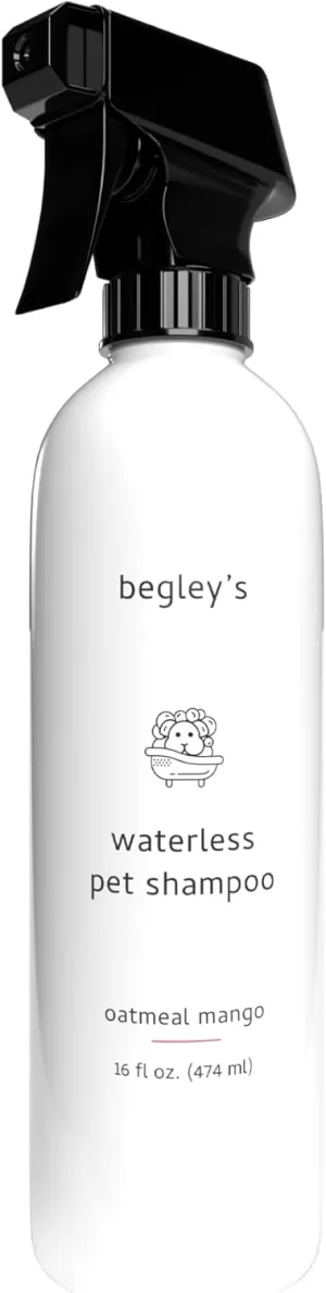 Begleys No Rinse Waterless Pet Shampoo, Bathless Cleaning, Deodorizing, and Odor Removal for a Shiny, Fresh Smelling Coat - Effective for Dogs, Puppies, and Cats - Fresh Oatmeal Mango Scent