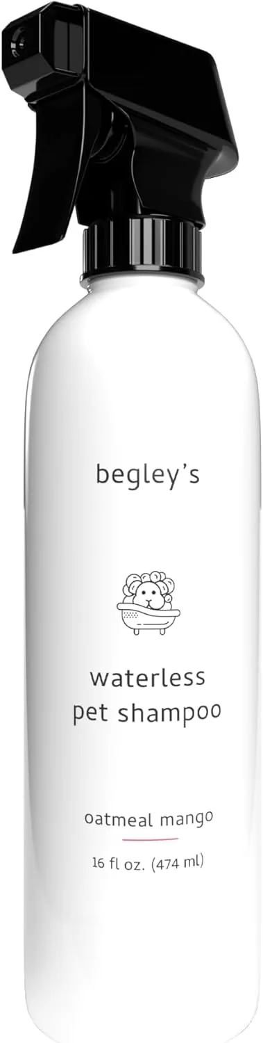 Begleys No Rinse Waterless Pet Shampoo, Bathless Cleaning, Deodorizing, and Odor Removal for a Shiny, Fresh Smelling Coat - Effective for Dogs, Puppies, and Cats - Fresh Oatmeal Mango Scent