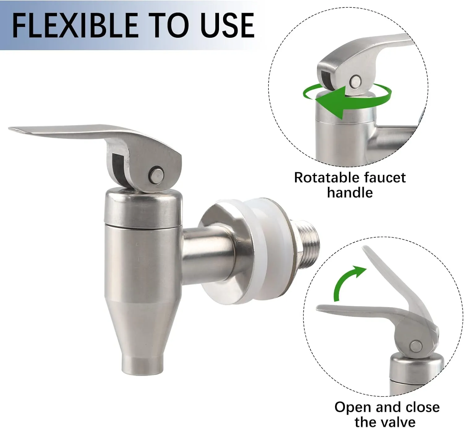 Beverage Dispenser Spigot Stainless Steel Push Style Spigot Water Dispenser Replacement Faucet for Sun Tea, Water, Juice or Various Drinks