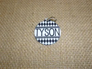 Black and White Harlequin Pet Tag