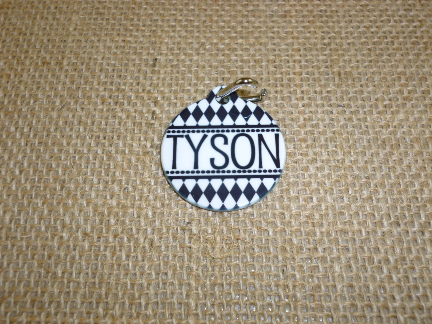 Black and White Harlequin Pet Tag