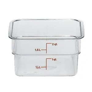 Cambro 2SFSCW135 Clear CamSquare 2 Quart Camwear Square Food Storage Container | Polycarbonate | Denson CFE