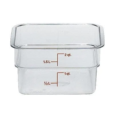 Cambro 2SFSCW135 Clear CamSquare 2 Quart Camwear Square Food Storage Container | Polycarbonate | Denson CFE