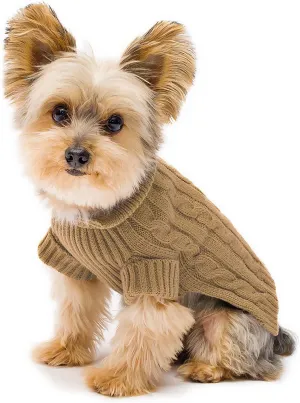 Camel Aran Dog Sweater Size #08 XS
