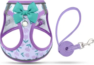 Cat Harness and Leash Escape Proof for Walking, Adjustable Soft Kitten Harness with Reflective Straps Step in Cat Vest Harness for Small Kitten and XS Dogs (Purple, XS-Chest(10.2"-11.8"))
