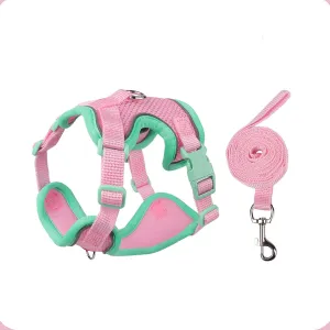 Cat Harness and Leash Set for Walking  Escape-Proof Reflective Vest for Cats and Small Dogs, Adjustable Soft Air Mesh with Pressure-Reducing Design, 4.92ft, S, Green & Pink