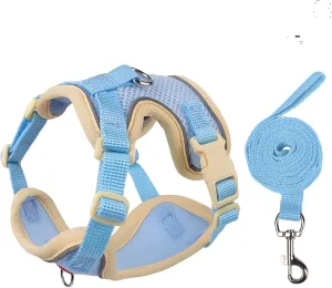 Cat Harness and Leash Set for Walking  Escape-Proof Reflective Vest for Cats and Small Dogs, Adjustable Soft Air Mesh with Pressure-Reducing Design, 4.92ft, XL, Brown & Blue