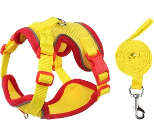 Cat Harness and Leash Set for Walking  Escape-Proof Reflective Vest for Cats and Small Dogs, Adjustable Soft Air Mesh with Pressure-Reducing Design, 4.92ft, XL, Red & Yellow