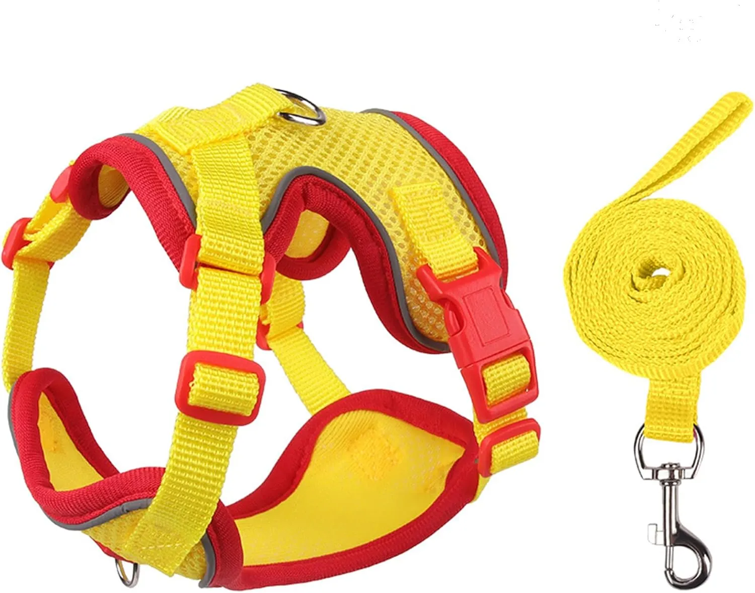 Cat Harness and Leash Set for Walking  Escape-Proof Reflective Vest for Cats and Small Dogs, Adjustable Soft Air Mesh with Pressure-Reducing Design, 4.92ft, XL, Red & Yellow