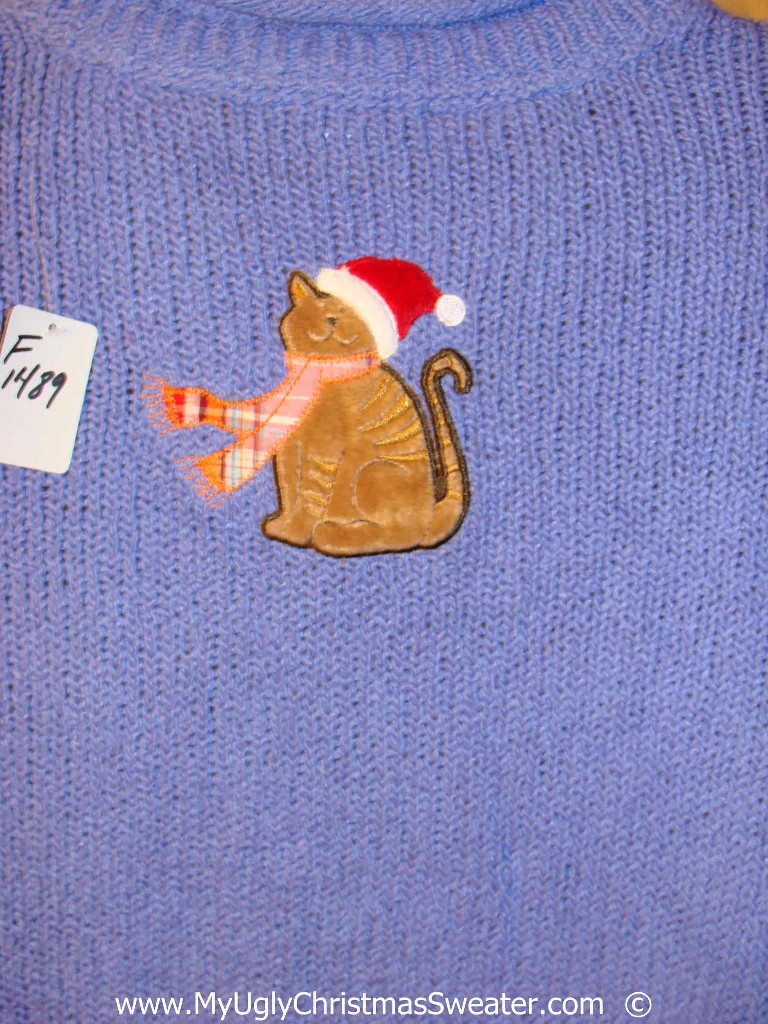 Cheap Blue Santa Cat Christmas Sweater