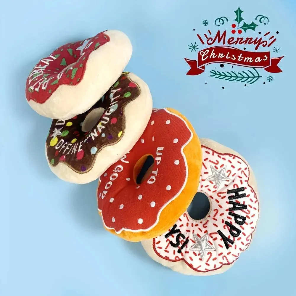 Christmas Plush Donut Pet Toy