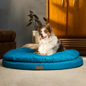 ClevaHome Orthopedic Dog Bed for Large Dogs, Dual Layer Water Repellent Round Pet Bed with Washable Cover Nonslip BottomMosaic Blue