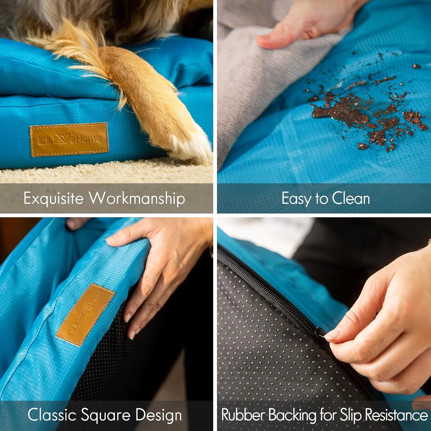 ClevaHome Orthopedic Dog Bed for Large Dogs, Dual Layer Water Repellent Round Pet Bed with Washable Cover Nonslip BottomMosaic Blue