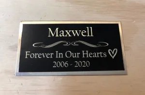 Custom Engraved Name Plate for Dog Urn Cremation Cat Urn Pet Urn Black/Gold Backing Engraved Plate Name Plaque Name Plate Memorial Plaque