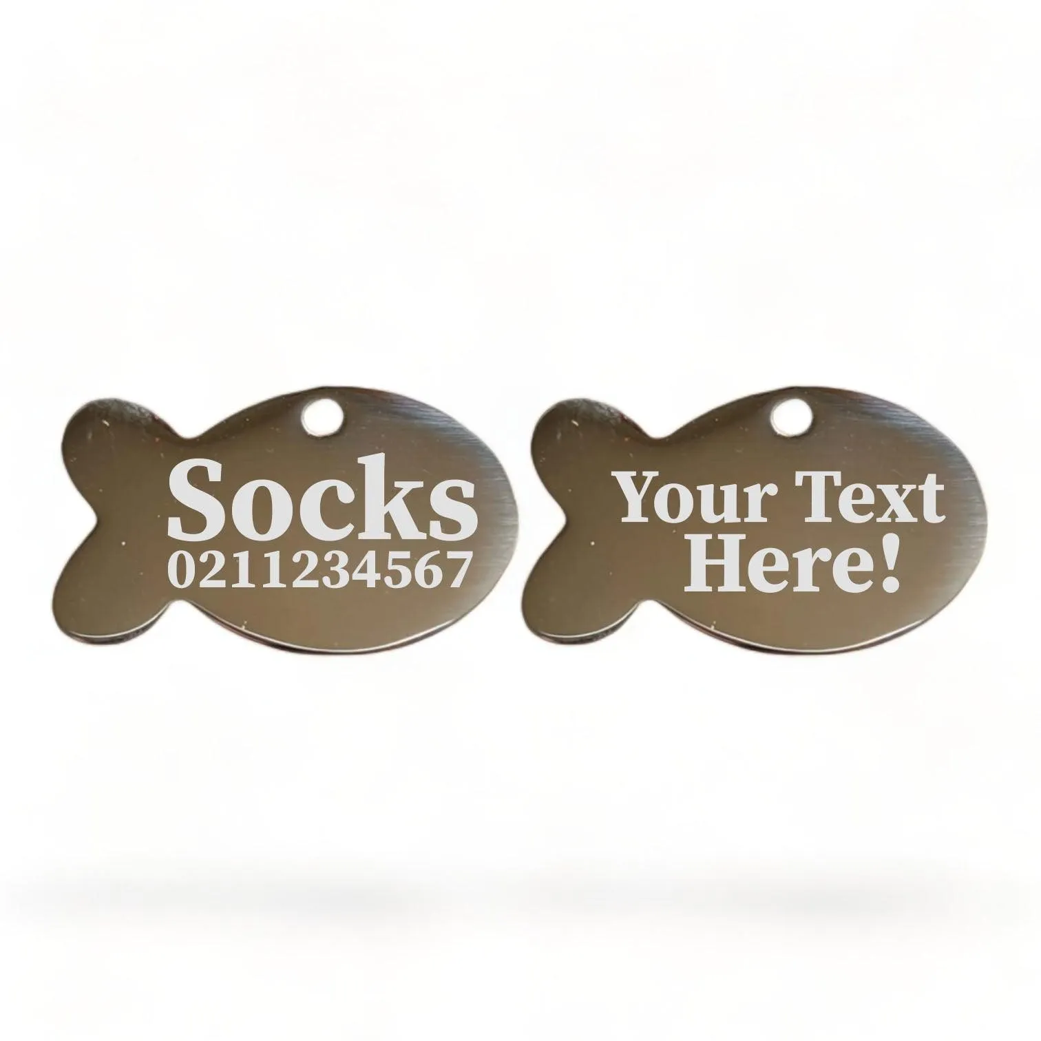 Custom Text Baby Fish | Mirror Stainless | Cat ID Pet Tag
