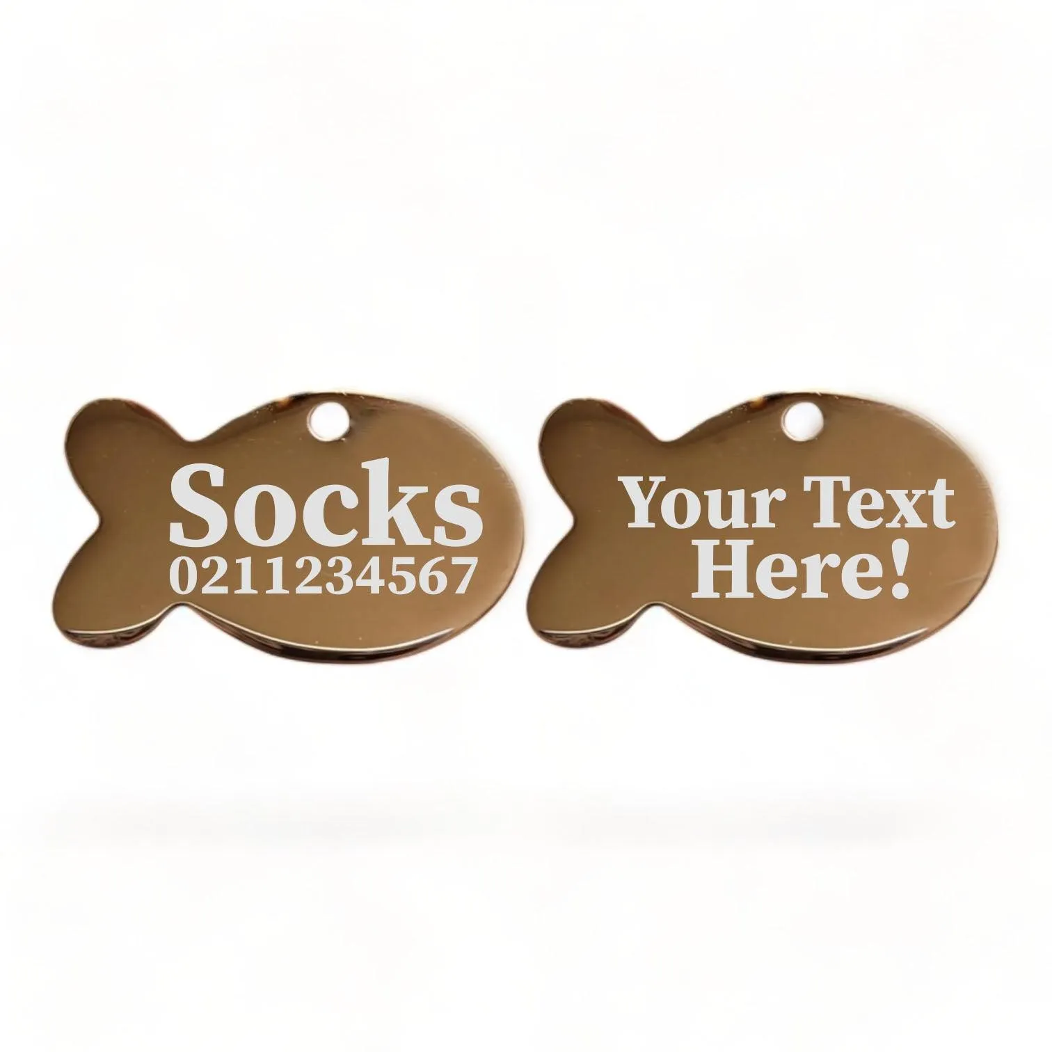 Custom Text Baby Fish | Mirror Stainless | Cat ID Pet Tag