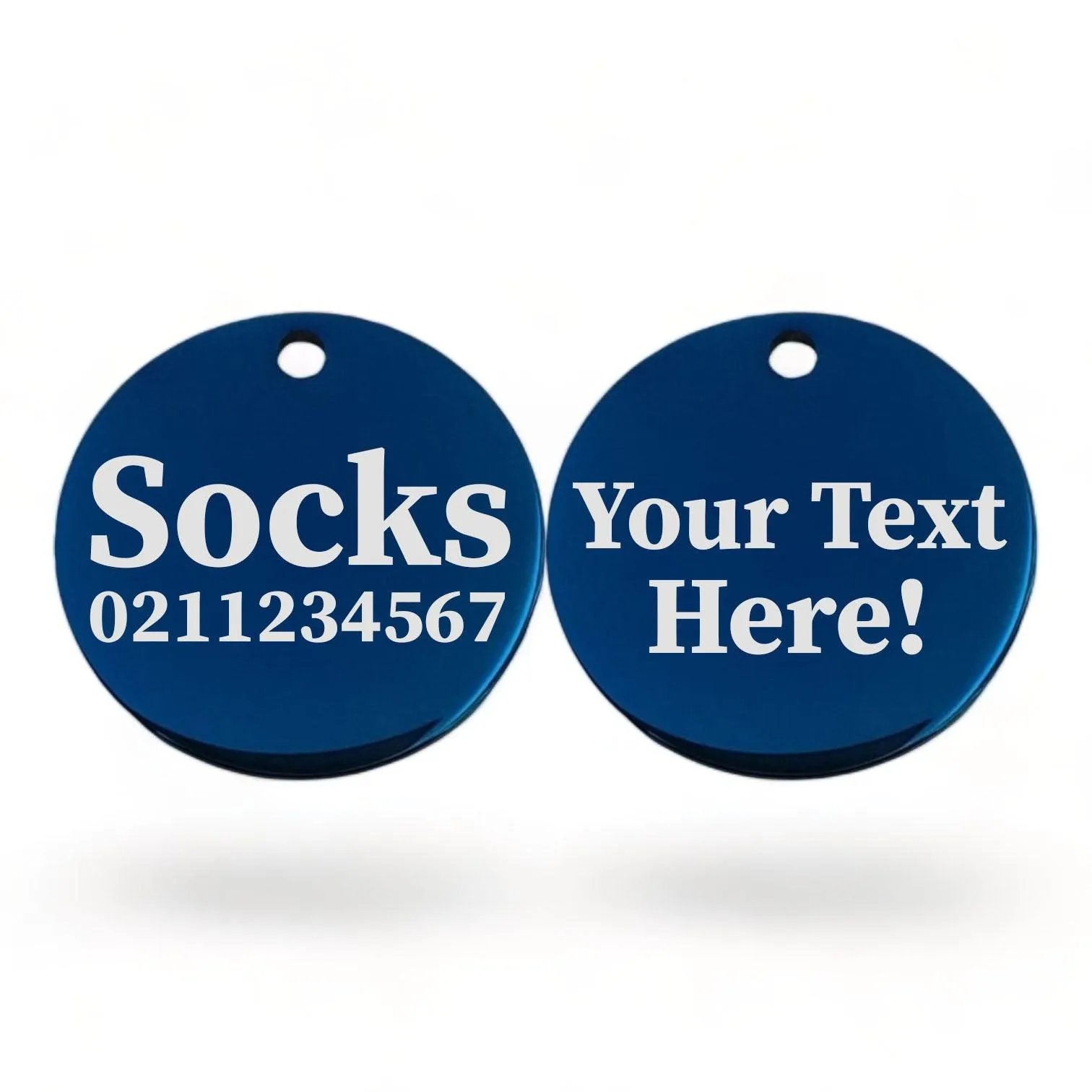 Custom Text Round | Mirror Stainless | Cat ID Pet Tag