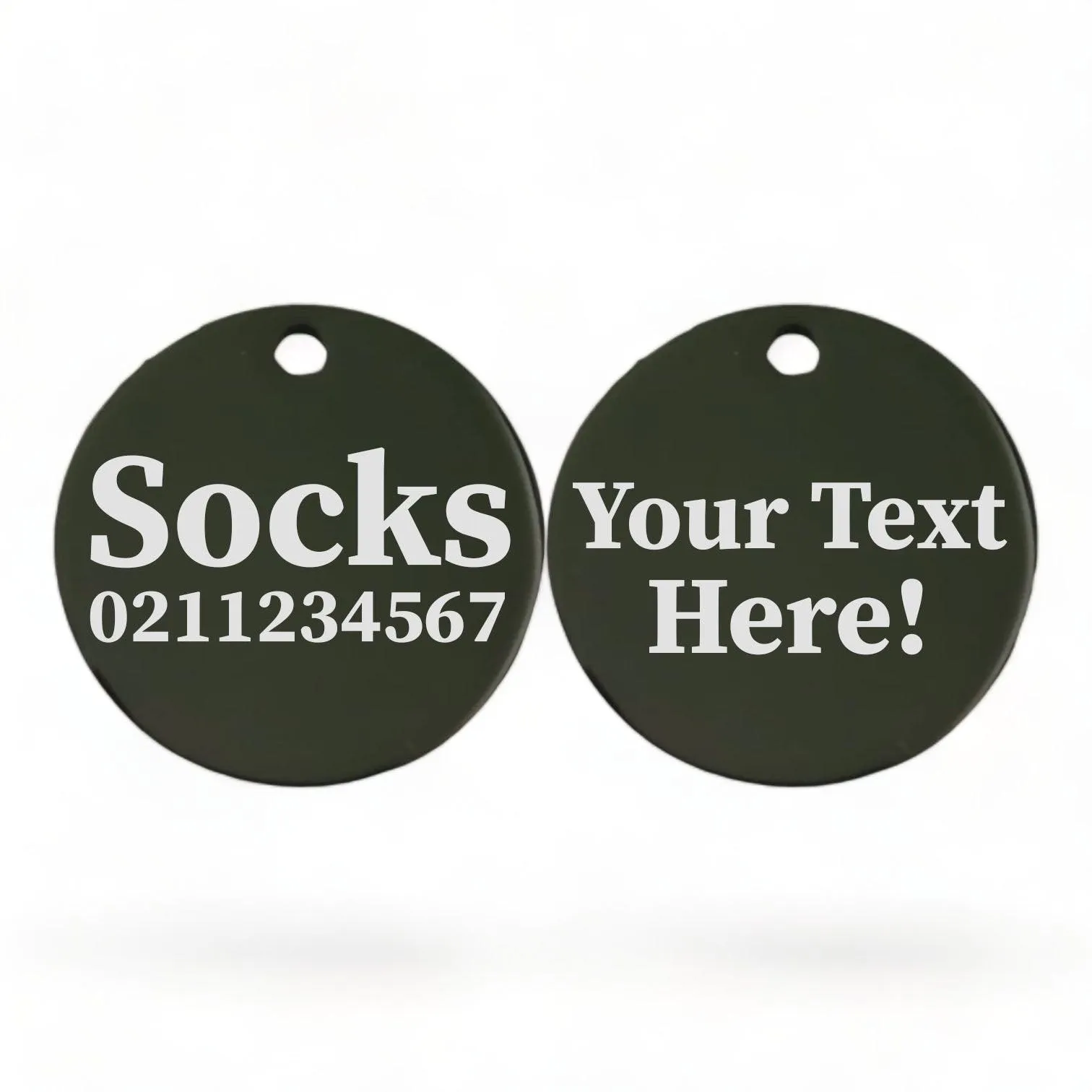 Custom Text Round | Mirror Stainless | Cat ID Pet Tag