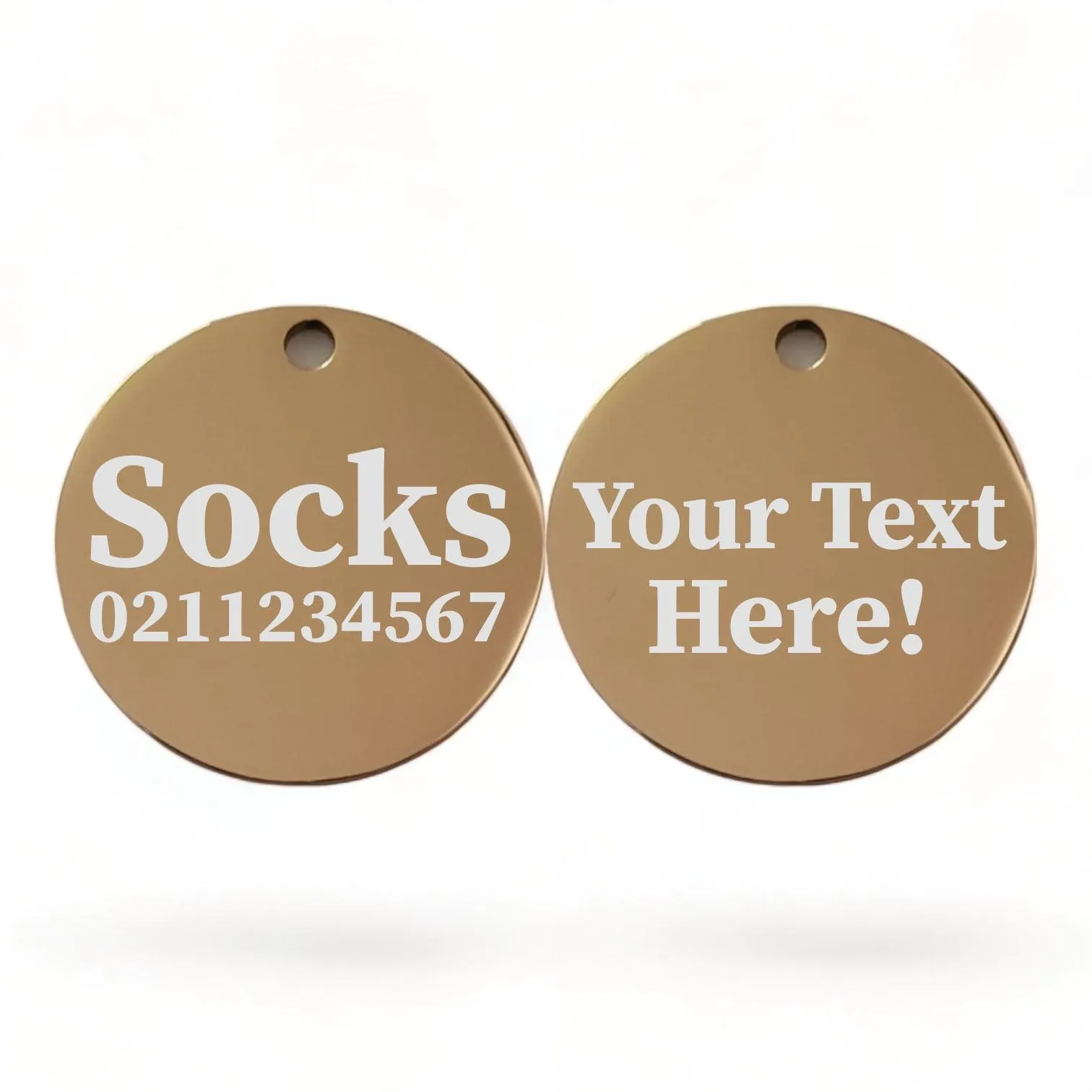 Custom Text Round | Mirror Stainless | Cat ID Pet Tag