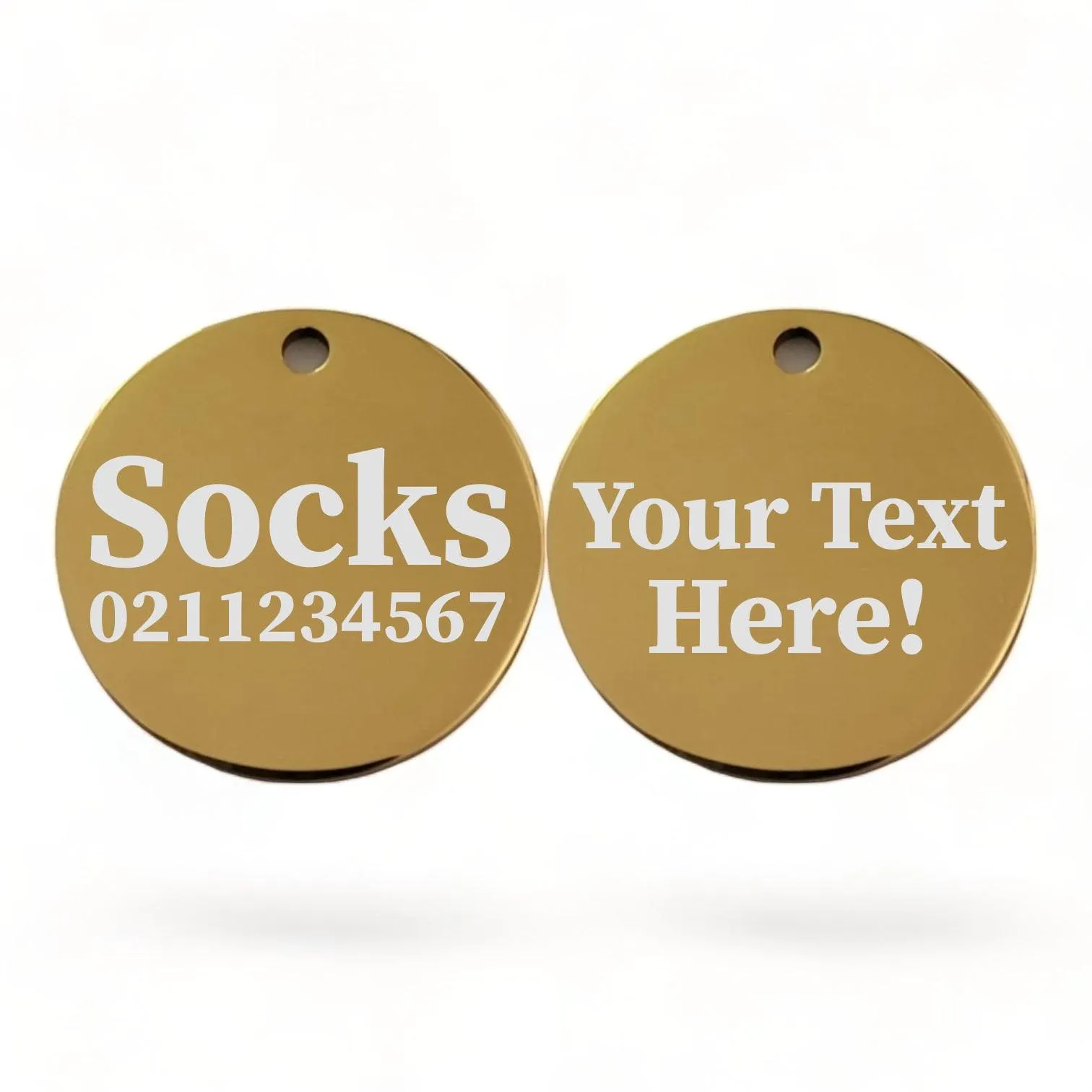 Custom Text Round | Mirror Stainless | Cat ID Pet Tag