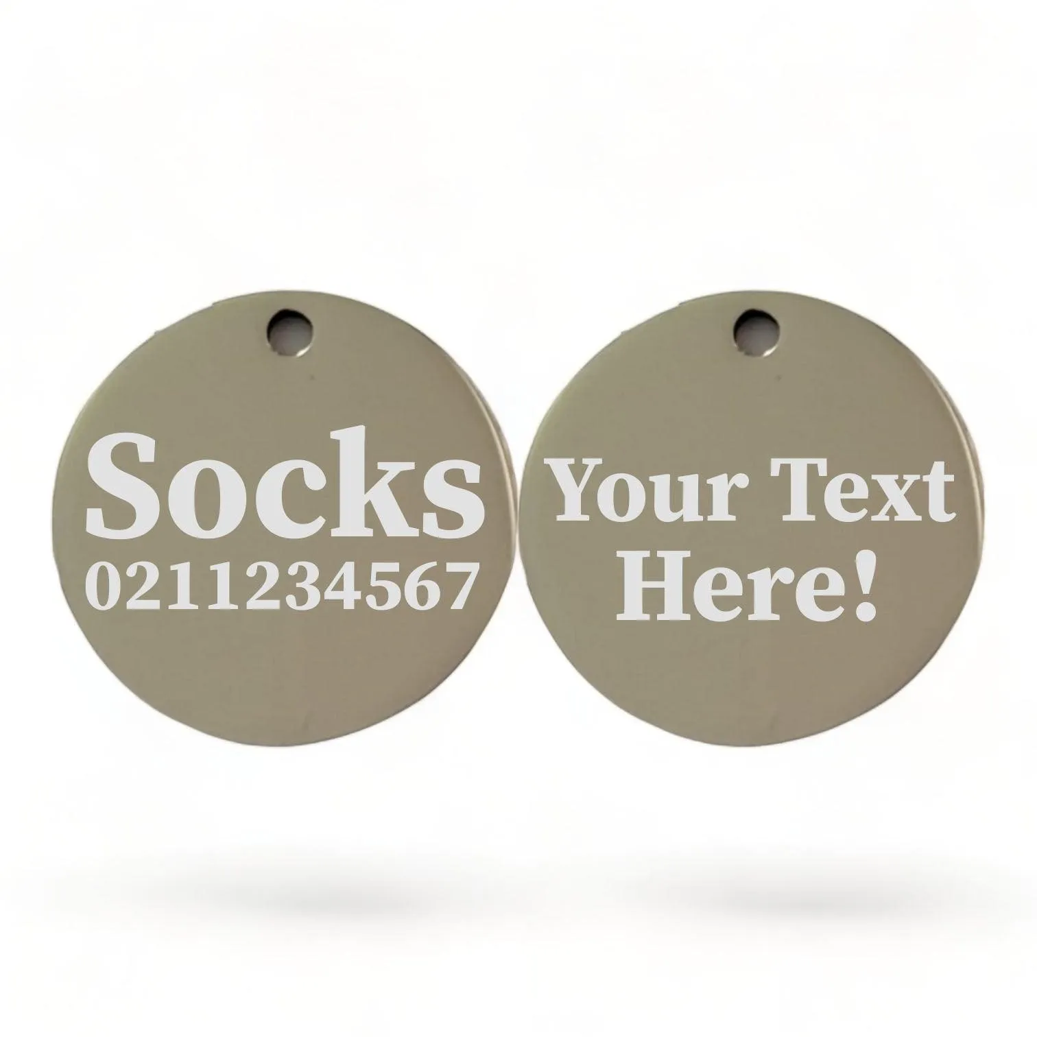 Custom Text Round | Mirror Stainless | Cat ID Pet Tag