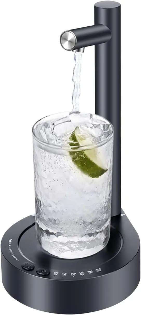 Desktop Water Dispenser for 5 Gallon Bottle, PLUZZ Portable Small Electric Water Pump for 5 Gallon Jug for Home, Office, Camping, Outdoor, Easy & Useful Navy Blue Rechargeable Countertop Water Pump