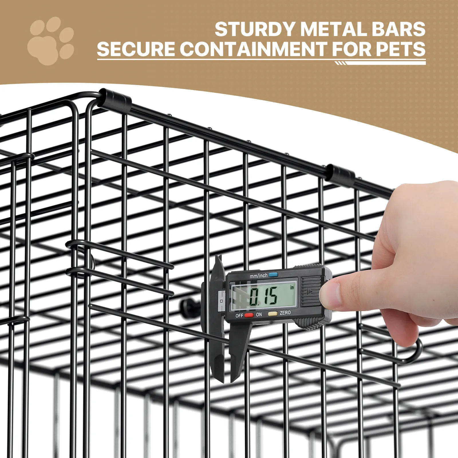 Dog Crate -  Metal Frame - w/Slide-out Tray - Black