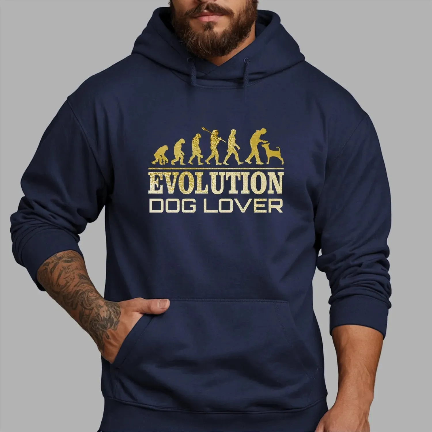Dog Evolution Hoodie - Humorous Dog Walker Shirt - Birthday Gift for Dad