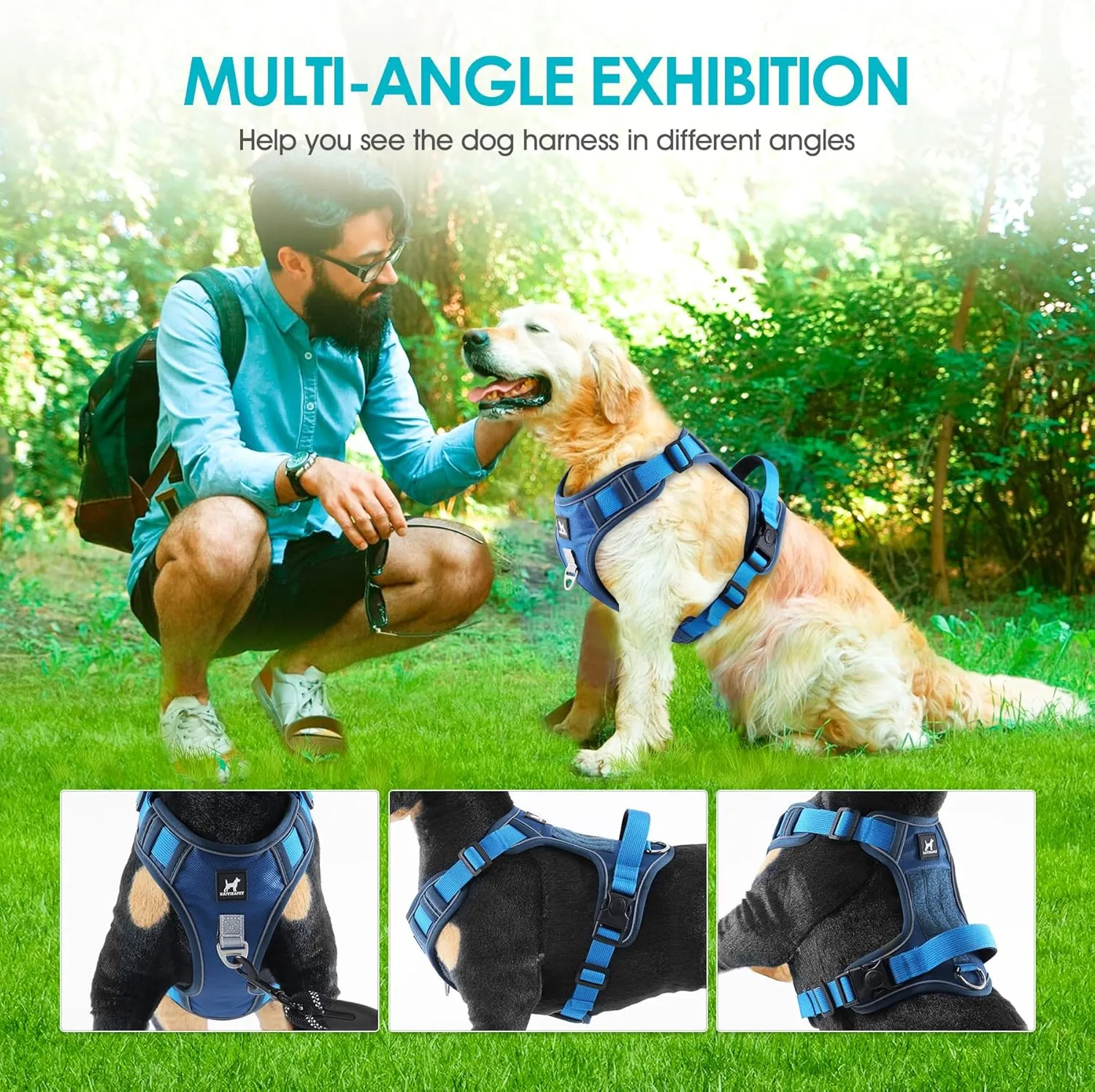 Dog Harness and 5FT Leash Set L Size, No Pull Soft Pet Harness, Reflective No-Choke Pet Oxford Vest with Easy Control Handle for Small Medium Large Dogs