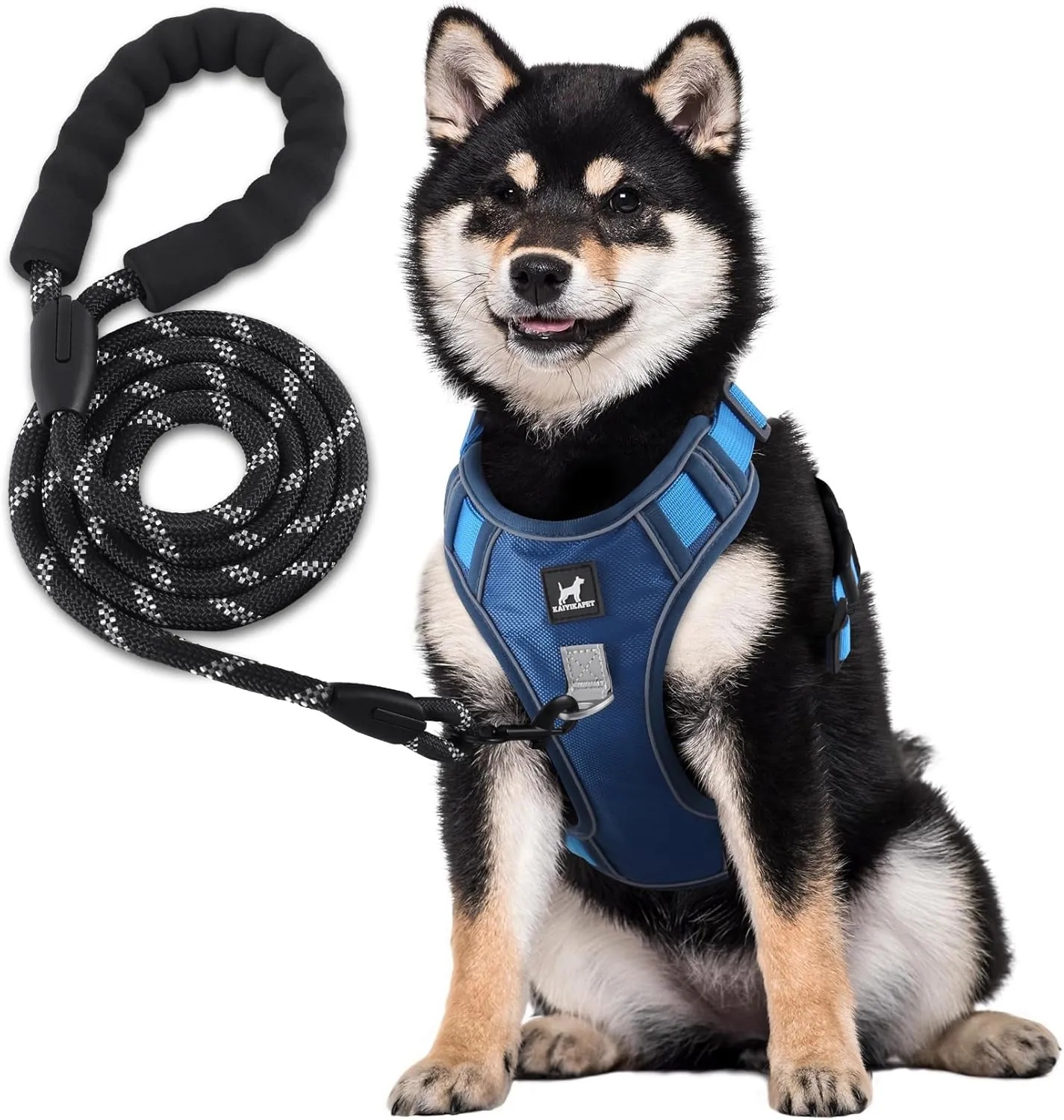 Dog Harness and 5FT Leash Set L Size, No Pull Soft Pet Harness, Reflective No-Choke Pet Oxford Vest with Easy Control Handle for Small Medium Large Dogs