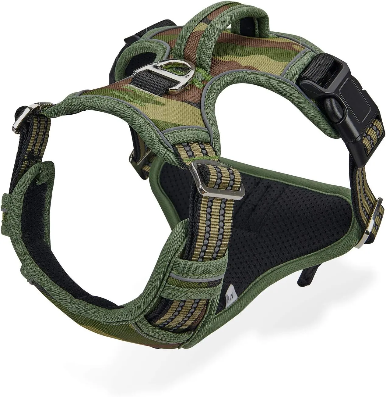 Dog Harness Camo for Large Dogs Medium Sized Dog Harness No Pull with Handle 2 Metal Leash Clips, Adjustable Reflective Puppy Harness, Breathable Camo Oxford Padded Vest Easy Control Front Clip
