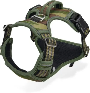 Dog Harness Camo for Large Dogs Medium Sized Dog Harness No Pull with Handle 2 Metal Leash Clips, Adjustable Reflective Puppy Harness, Breathable Camo Oxford Padded Vest Easy Control Front Clip