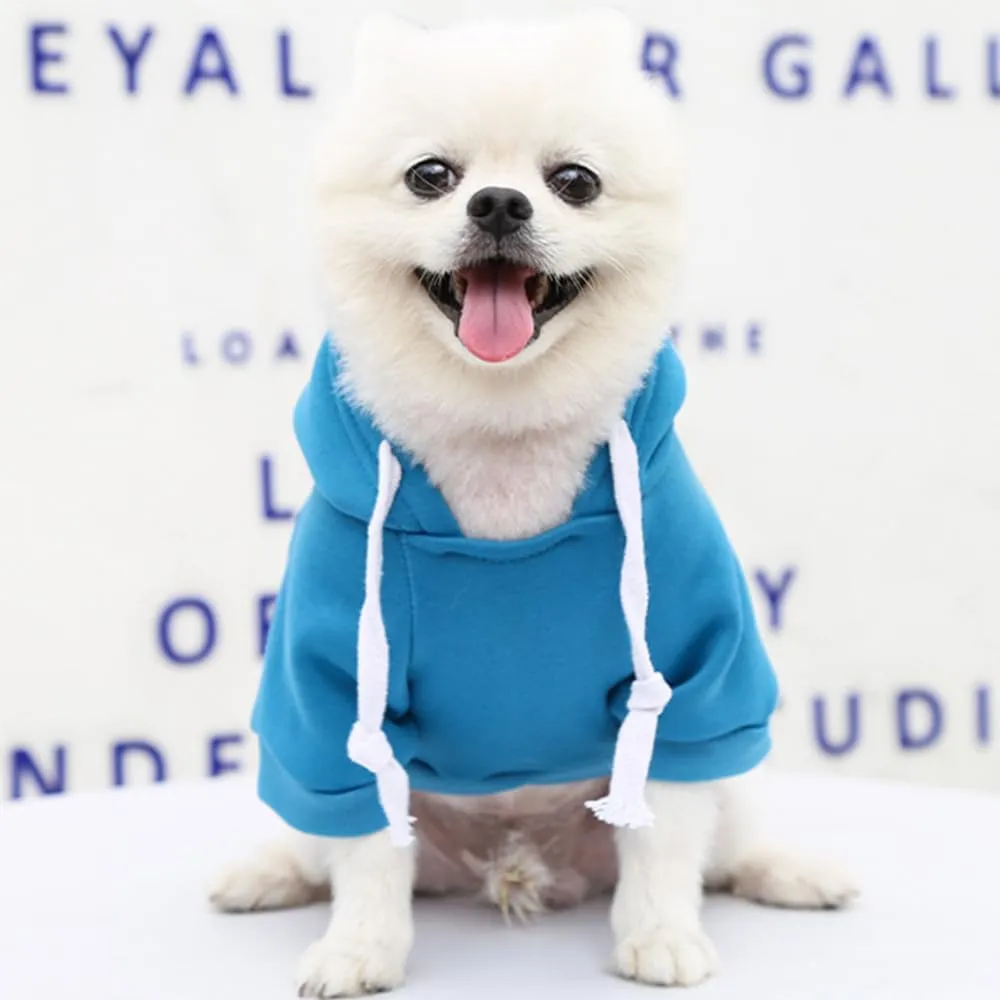 Dog Hoodie for Small Medium Large Dogs,Fleece Hoodie for Dogs with Zipper Pocket,Fall Winter Warm Cat Puppy Sweatshirts(Blue,XS)