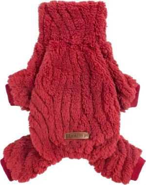 Fitwarm Turtleneck Fleece Dog Sweater Pajamas, Warm Winter Dog Clothes for Small Dogs Boy Girl, Fuzzy Pet Onesie with Feet, Red, Medium